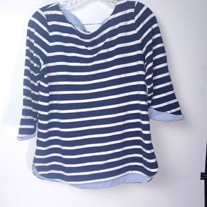 Ann Taylor-New York Stripe Boat Neck Top